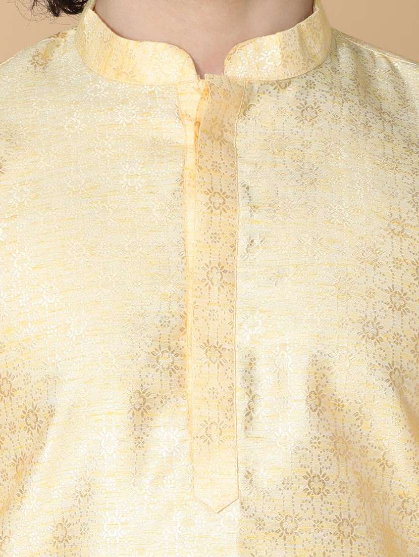 mandarin neck self design long kurta - 20011634 -  Standard Image - 4