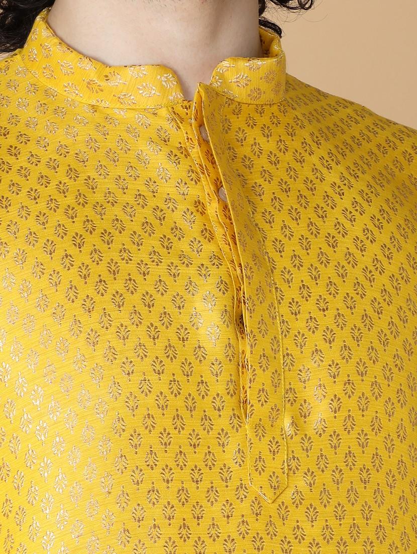mandarin neck self design long kurta - 20011636 - Standard Image - 4