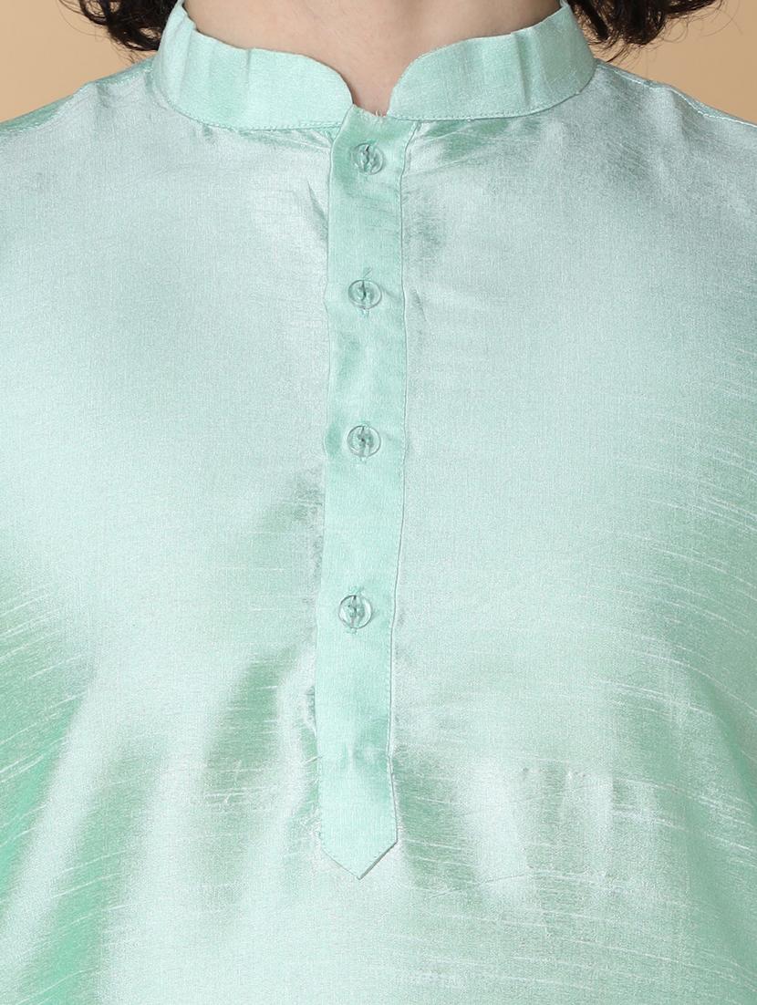 mandarin neck solid long kurta - 20011645 - Standard Image - 4