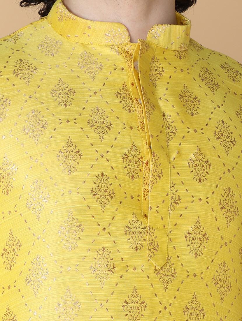 mandarin neck self design long kurta - 20011647 - Standard Image - 4