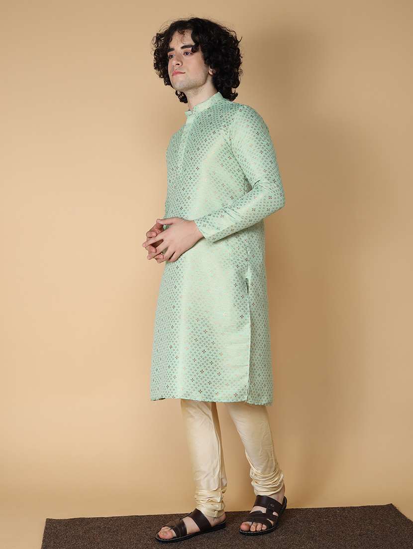 mandarin neck self design long kurta - 20011659 -  Standard Image - 1