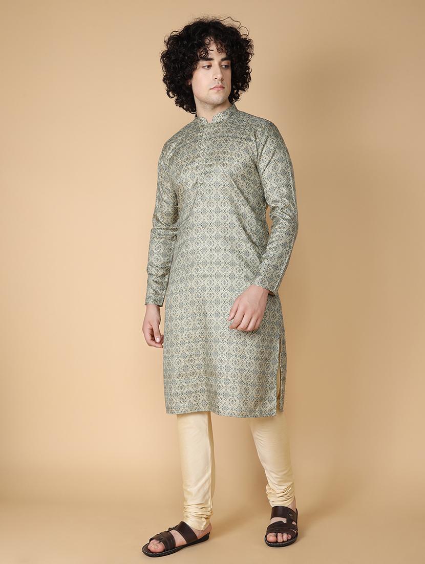 mandarin neck printed long kurta - 20011668 - Standard Image - 1