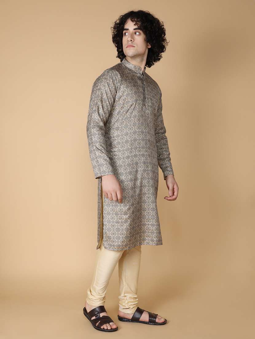 mandarin neck printed long kurta - 20011669 -  Standard Image - 1