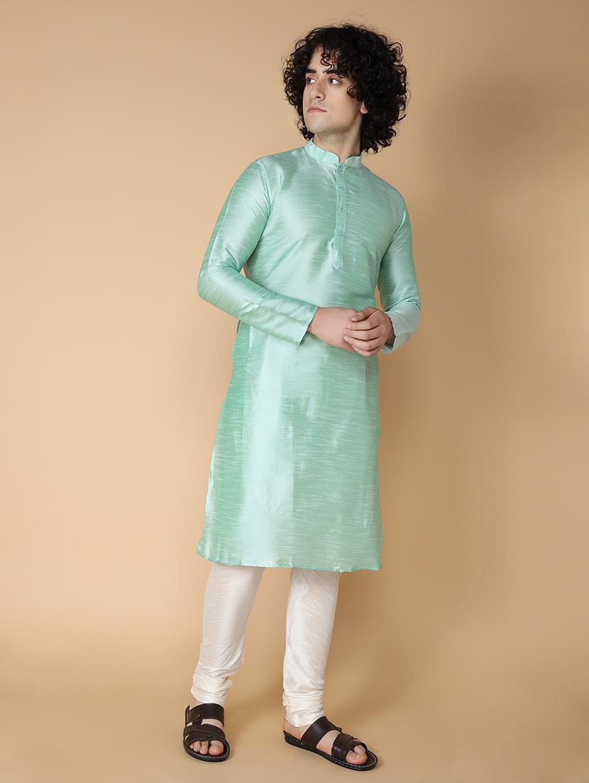 men solid kurta churidar ethnic wear set - 20011681 -  Standard Image - 1
