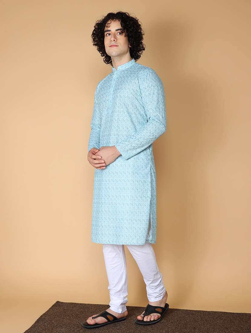 men embroidered kurta churidar ethnic wear set - 20011683 -  Standard Image - 1