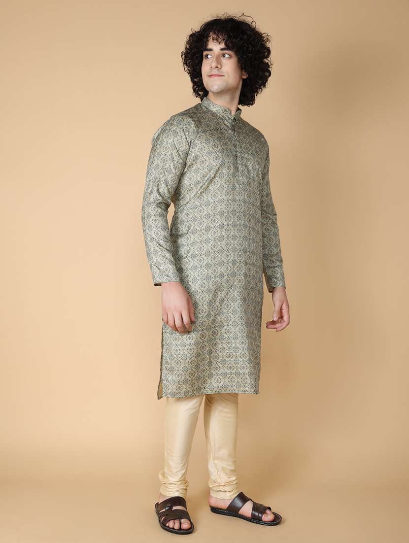 men printed kurta churidar ethnic wear set - 20011723 -  Standard Image - 1