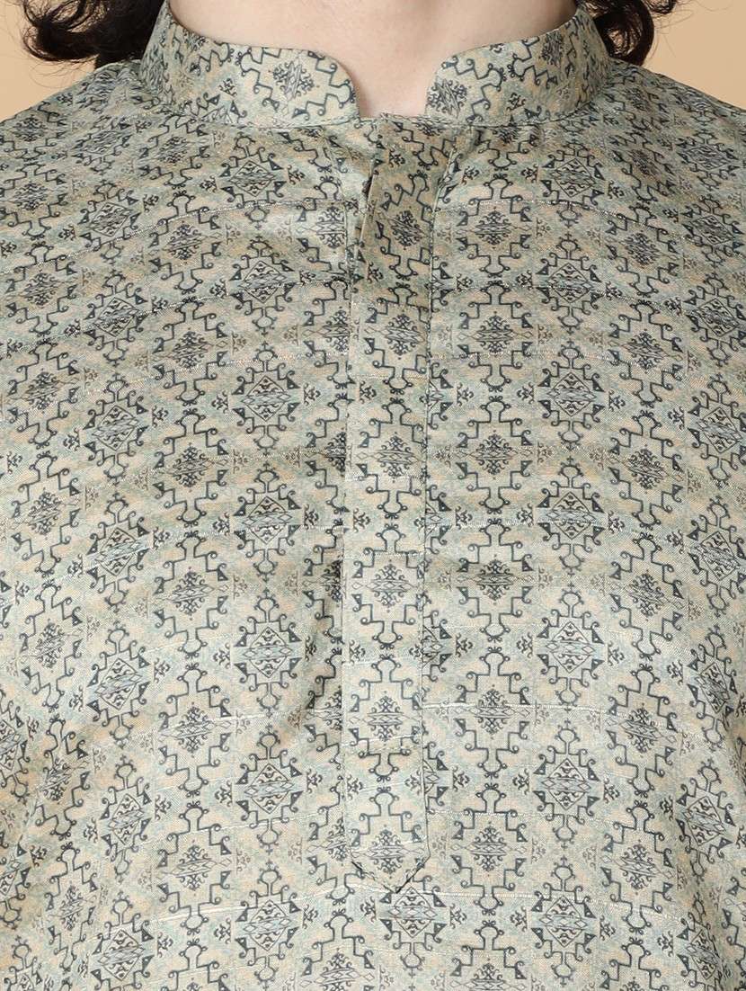 men printed kurta churidar ethnic wear set - 20011723 -  Standard Image - 4