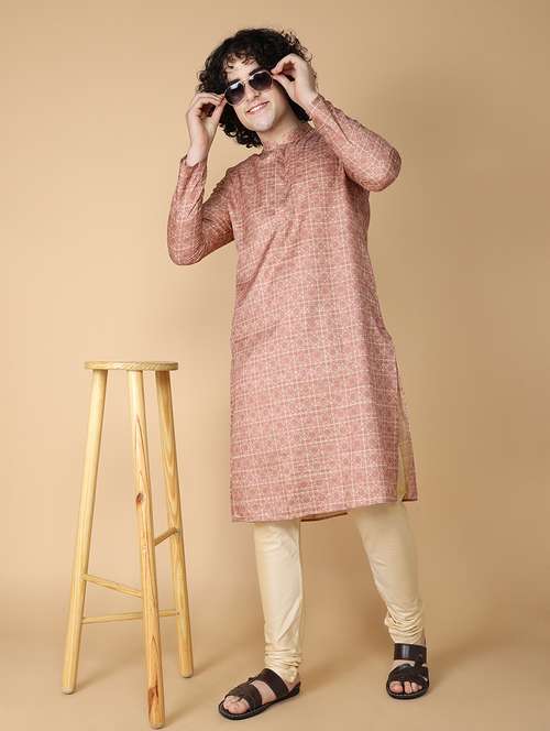 men printed kurta churidar ethnic wear set - 20011732 - Standard Image - 0