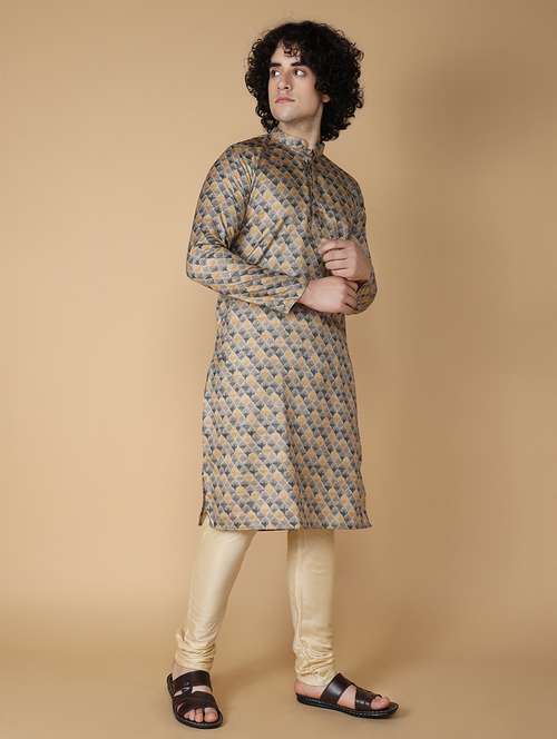 men printed kurta churidar ethnic wear set - 20011735 -  Standard Image - 0