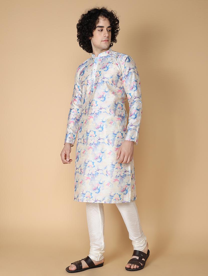 men printed kurta churidar ethnic wear set - 20011737 - Standard Image - 1