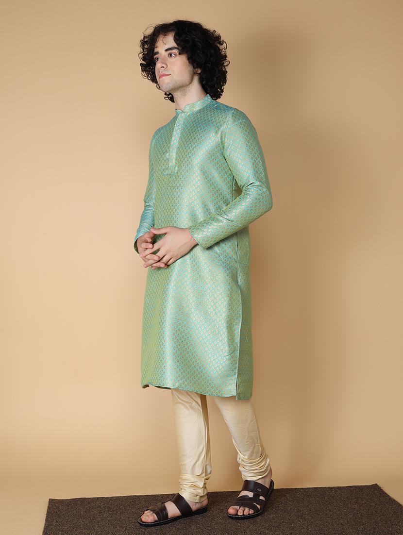men self design kurta churidar ethnic wear set - 20011748 -  Standard Image - 1