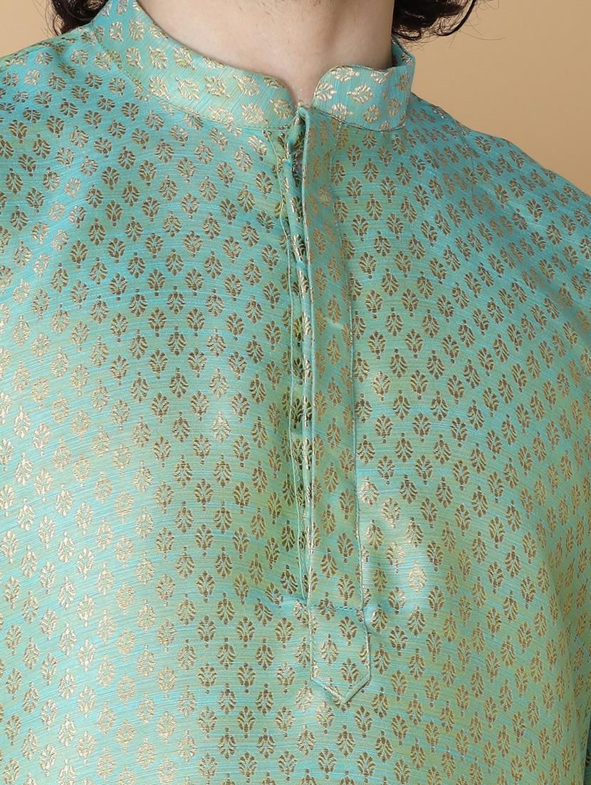 men self design kurta churidar ethnic wear set - 20011748 - Standard Image - 4