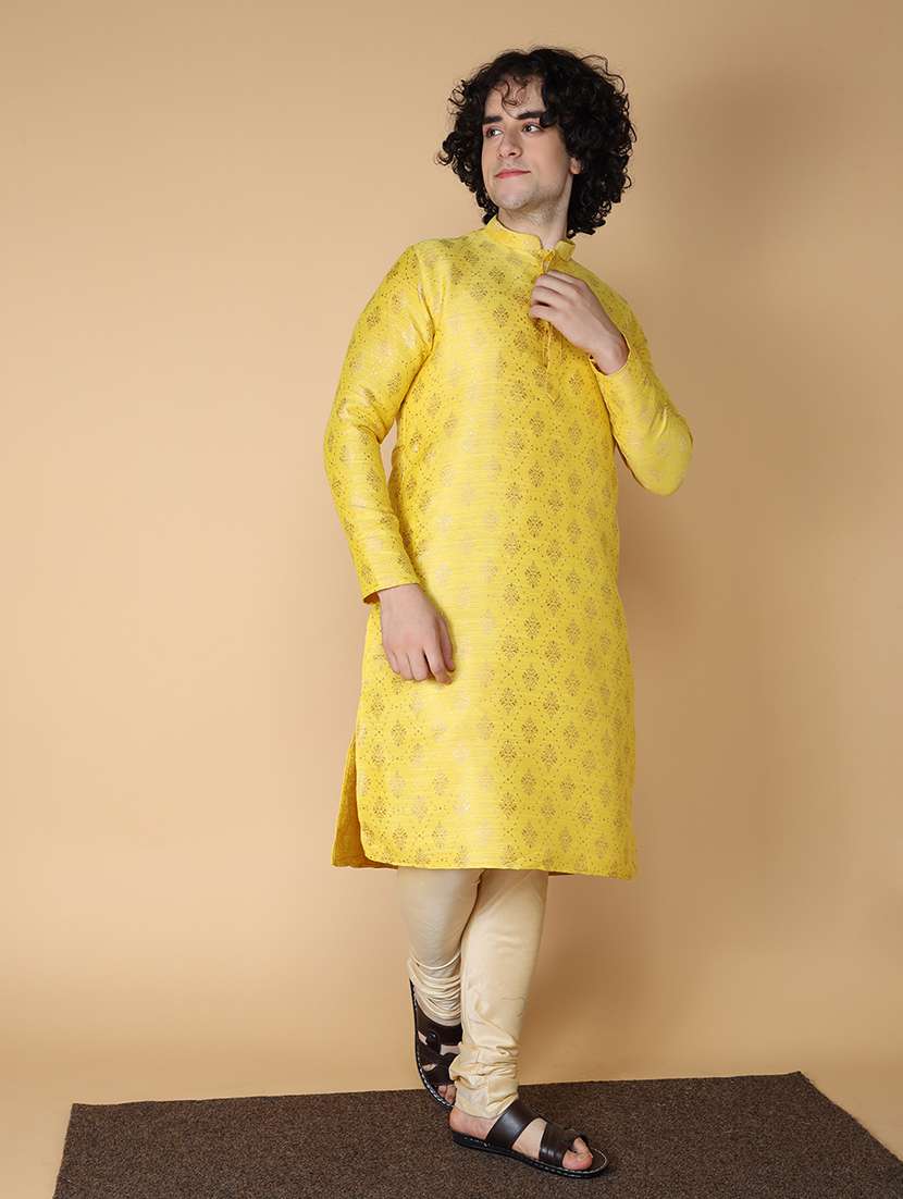men self design kurta churidar ethnic wear set - 20011750 -  Standard Image - 1