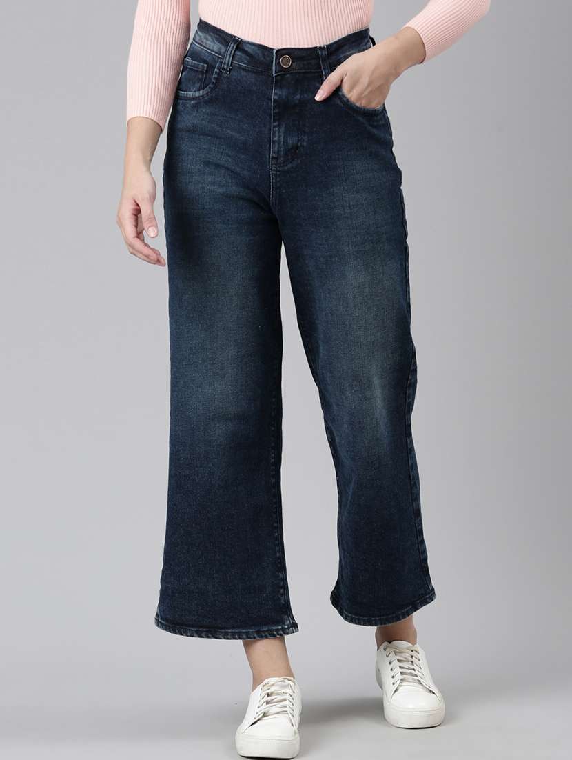 women's plain wide leg jeans