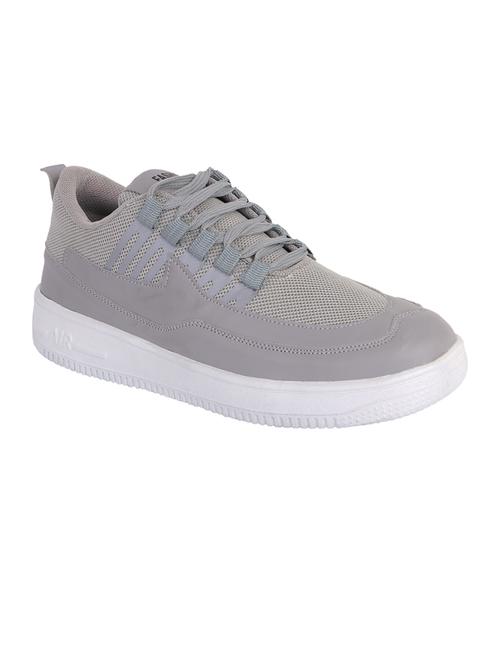 grey synthetic laceup sneakers - 20012039 - Standard Image - 0