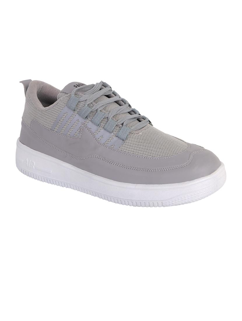 grey synthetic laceup sneakers - 20012039 - Zoom Image - 0
