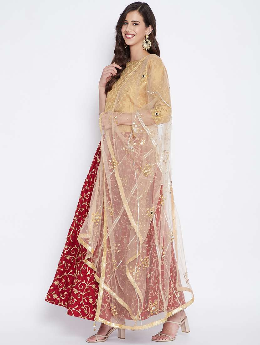 gold net dupatta - 20012073 -  Standard Image - 1