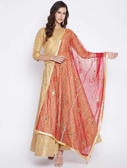 maroon net dupatta