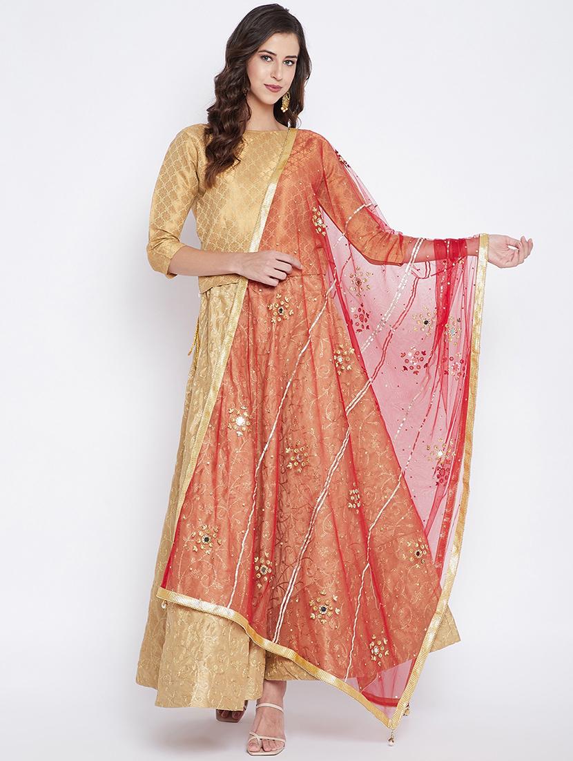maroon net dupatta - 20012076 -  Zoom Image - 0