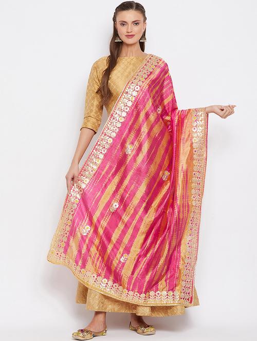 pink silk blend dupatta - 20012078 -  Standard Image - 0