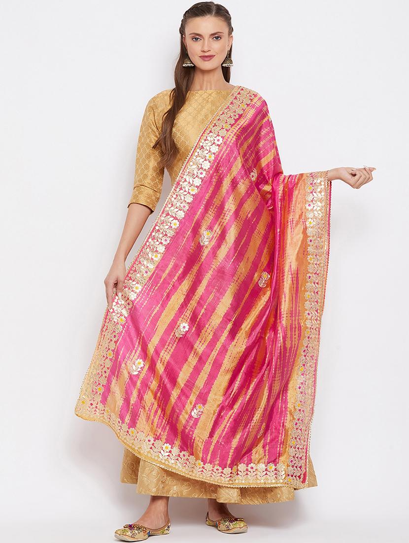 pink silk blend dupatta - 20012078 -  Zoom Image - 0