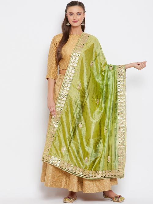 green silk blend dupatta - 20012081 - Standard Image - 0