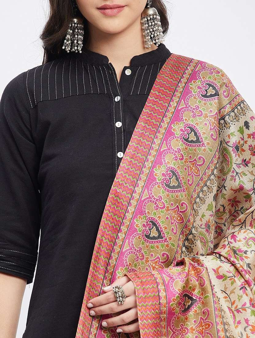 pink ikat dupatta - 20012158 -  Standard Image - 4
