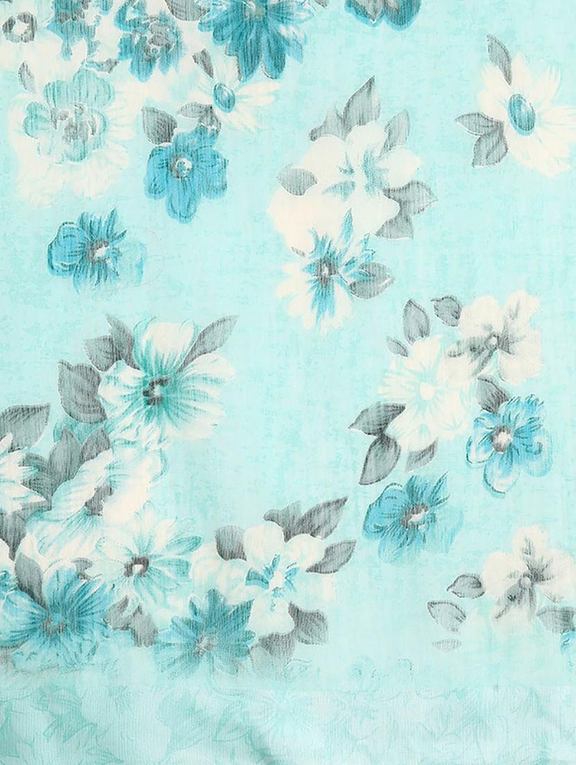 women light blue florals printed saree - 20012556 - Standard Image - 4