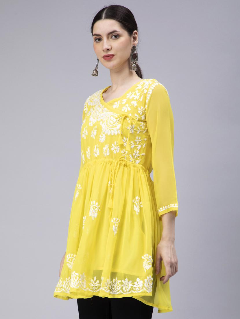 chikankari georgette short kurti - 20012904 -  Standard Image - 1