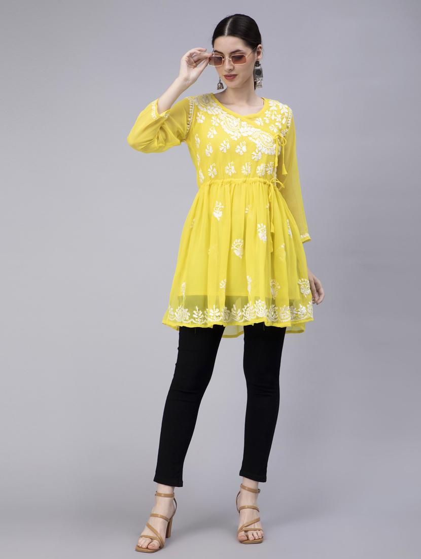 chikankari georgette short kurti - 20012904 - Standard Image - 4