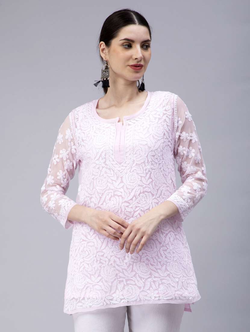 chikankari georgette short kurti