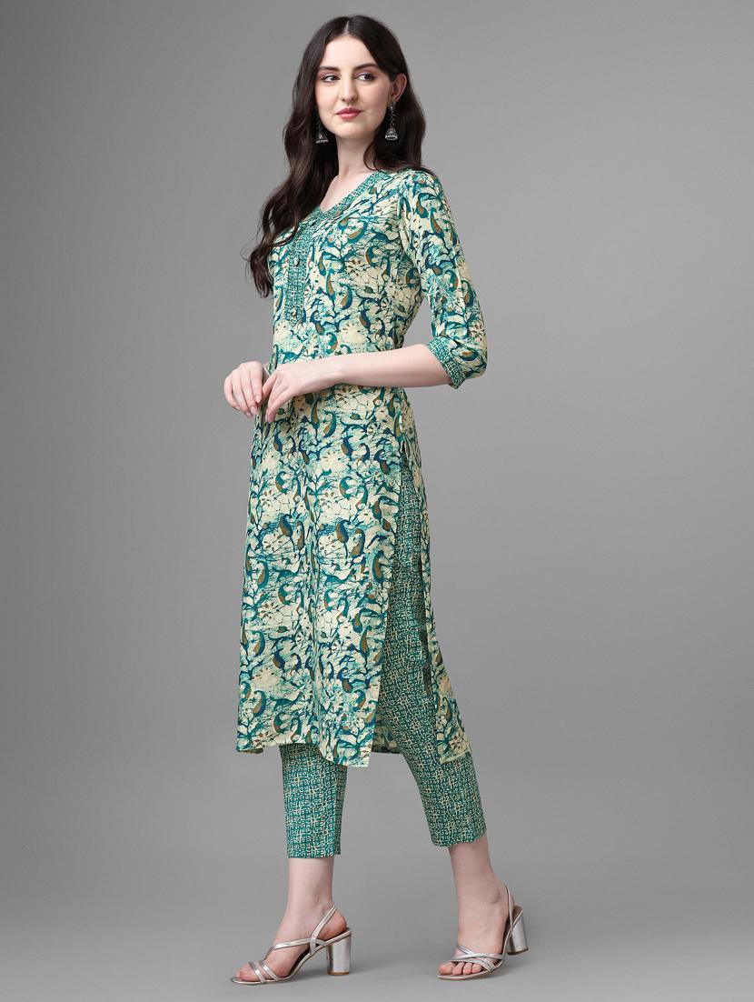 blue cotton kurta pant set - 20013021 - Standard Image - 1