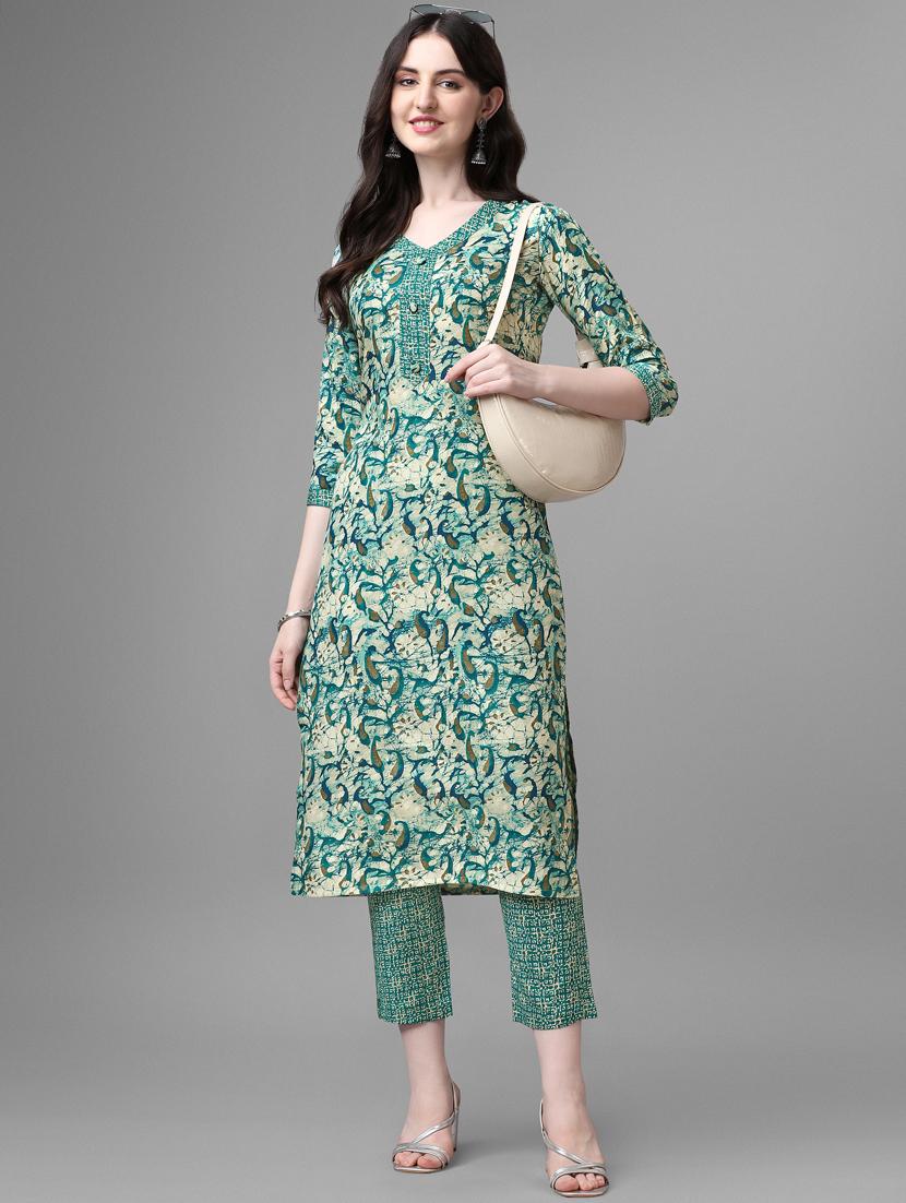 blue cotton kurta pant set - 20013021 - Standard Image - 4