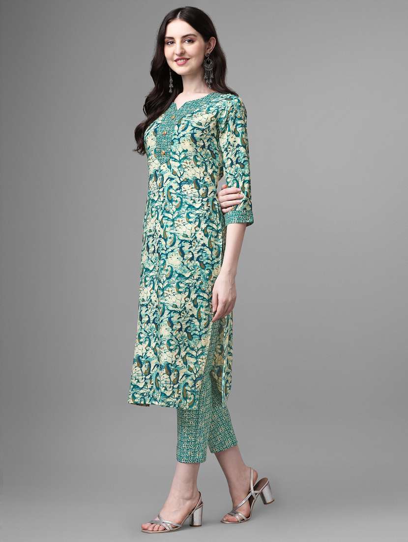 blue cotton kurta pant set - 20013024 - Standard Image - 1
