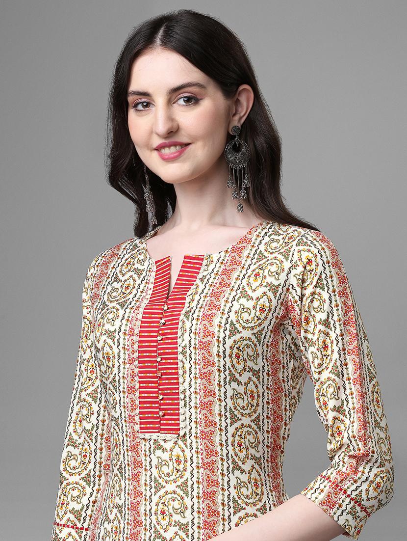 red cotton kurta pant set - 20013025 - Standard Image - 6