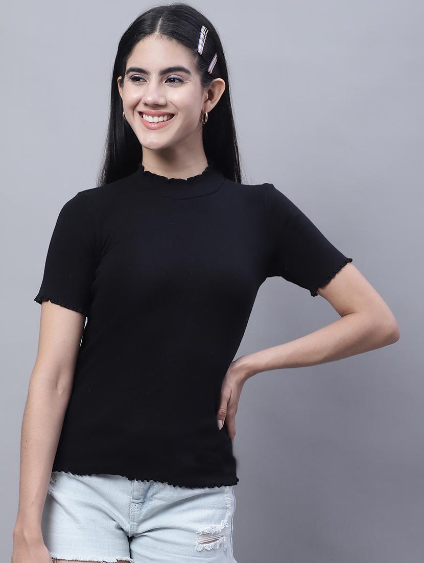 women's solid mock neck top - 20013031 - Standard Image - 1