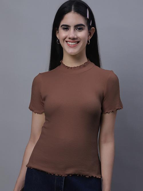 women's solid mock neck top - 20013039 -  Standard Image - 0