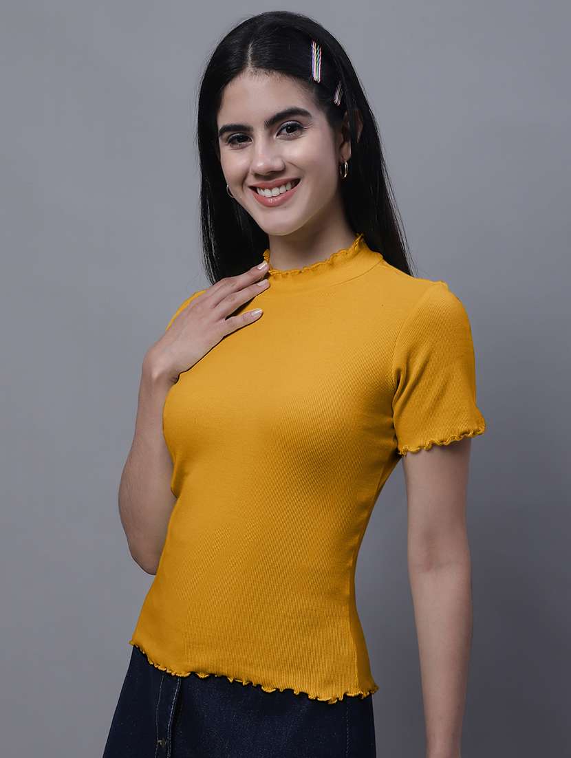 women solid cotton regular top - 20013041 -  Standard Image - 1