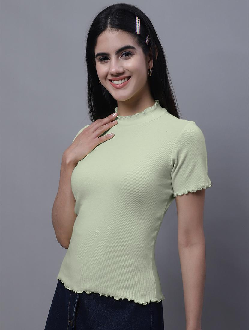 women solid cotton regular top - 20013043 -  Standard Image - 1