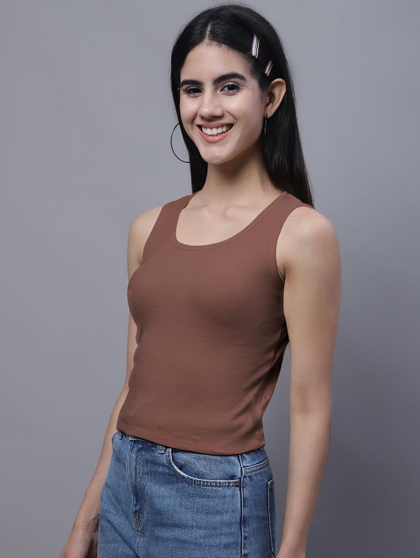 women's crop round neck top - 20013052 - Standard Image - 1