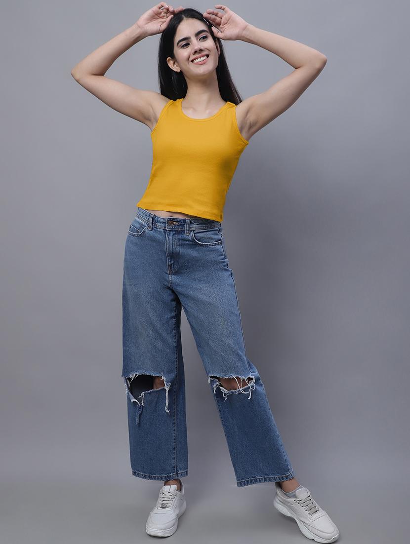 women's plain round neck top - 20013054 - Standard Image - 4