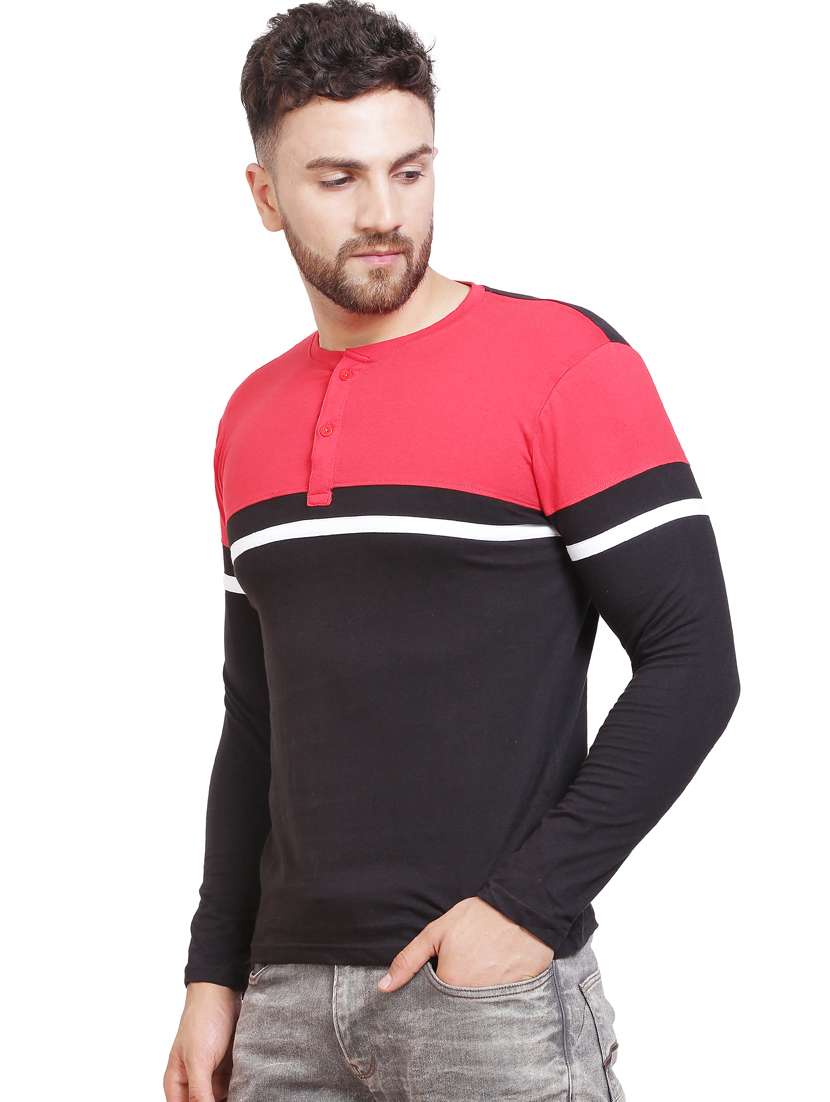 color block long sleeves t-shirt - 20014382 -  Standard Image - 1