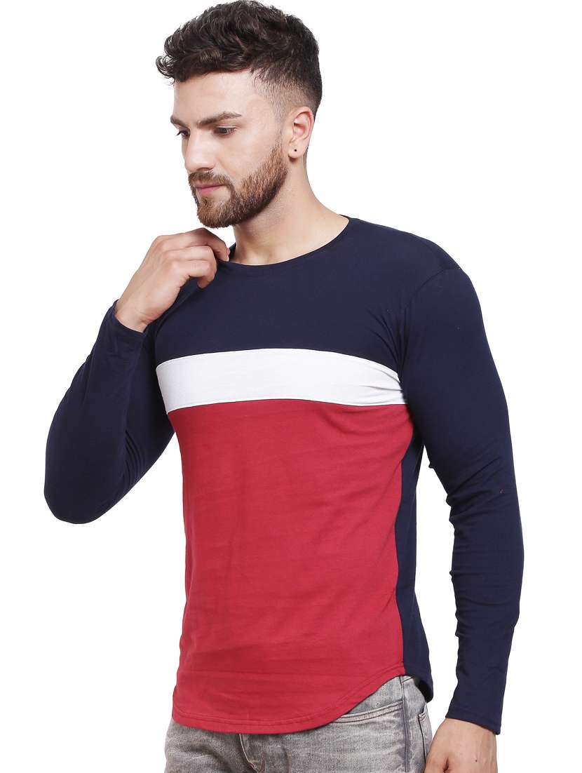 color block long sleeves t-shirt - 20014384 -  Standard Image - 1