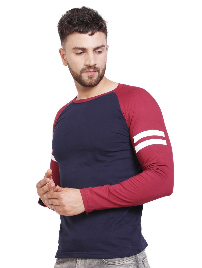 solids round neck ranglan t-shirt - 20014386 -  Standard Image - 1