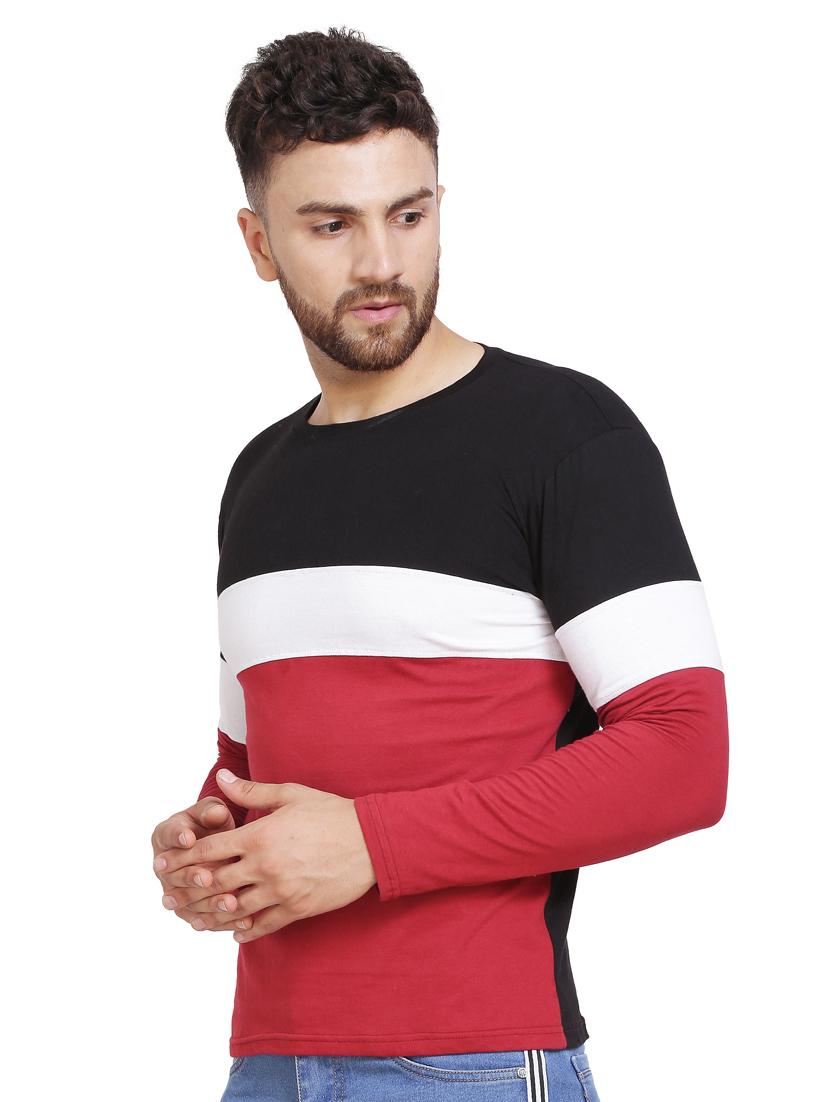 color block long sleeves t-shirt - 20014388 - Standard Image - 1