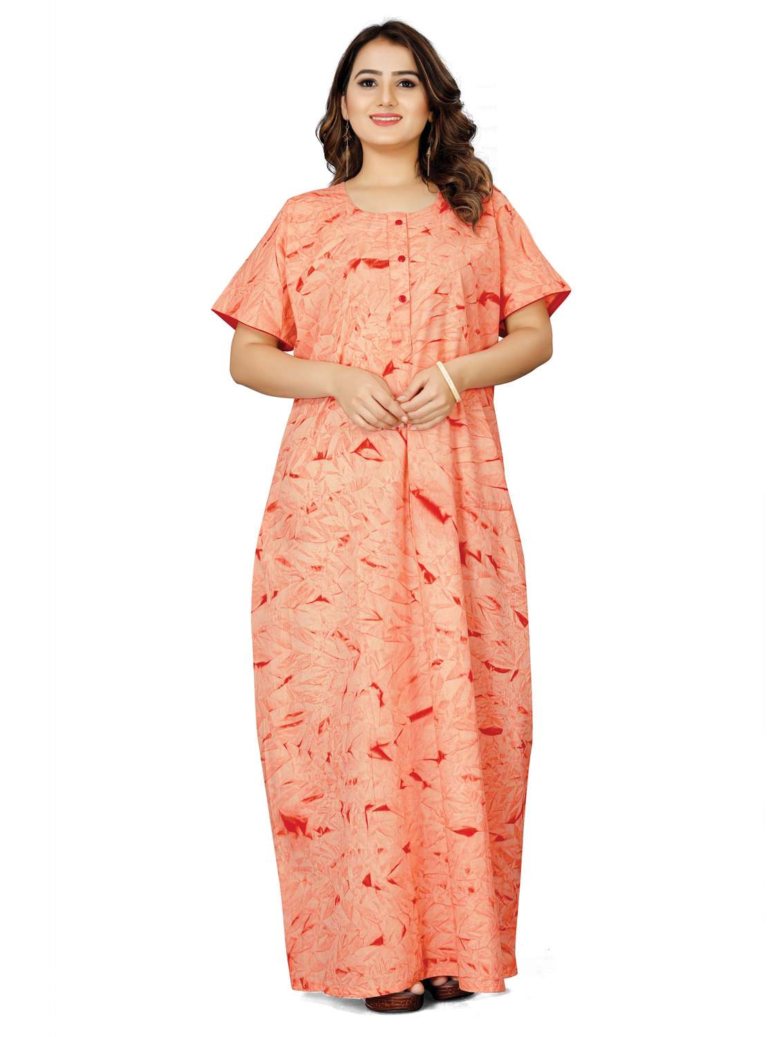 round neck printed nighty