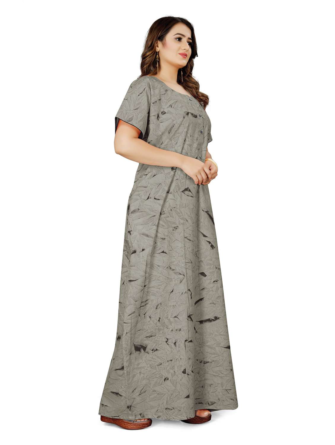 round neck printed nighty - 20015184 -  Standard Image - 1