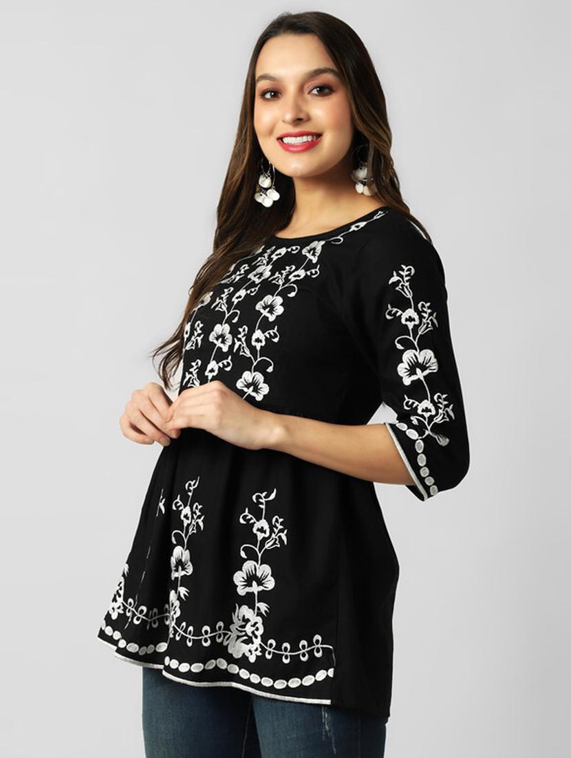 black viscose regular top - 20015383 - Standard Image - 1