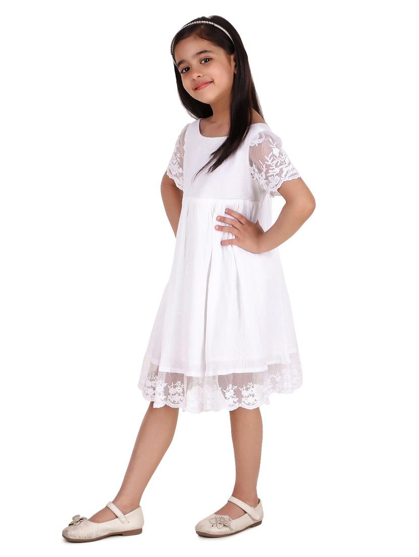 girls round neck short sleeves frock - 20016461 - Standard Image - 1