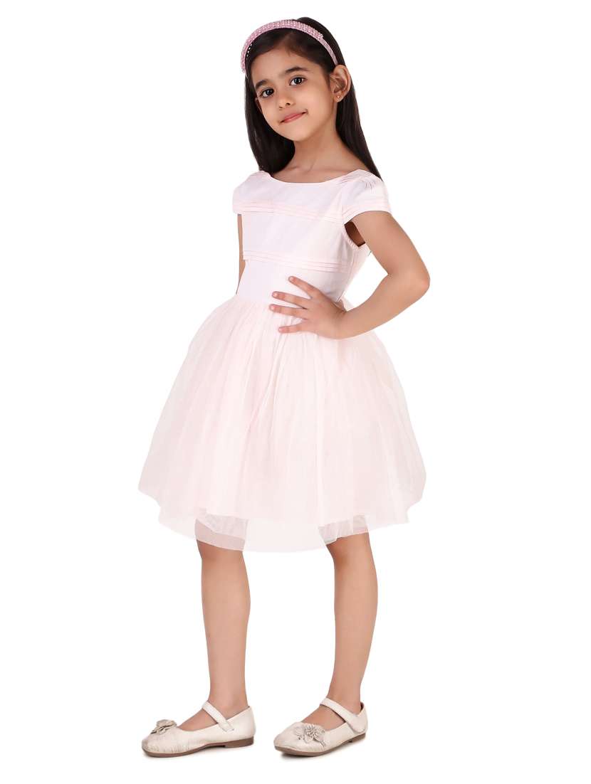 girls round neck cap sleeve frock - 20016466 -  Standard Image - 1